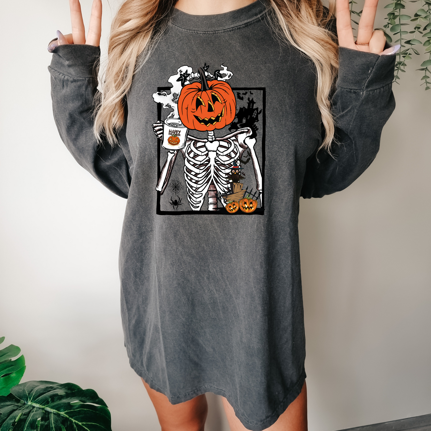 Pumpkin Coffee Skelly Long Sleeve