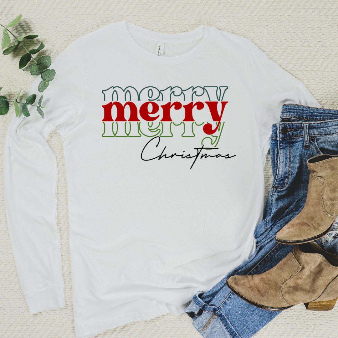 Merry Merry Merry Christmas Long Sleeve T-Shirt