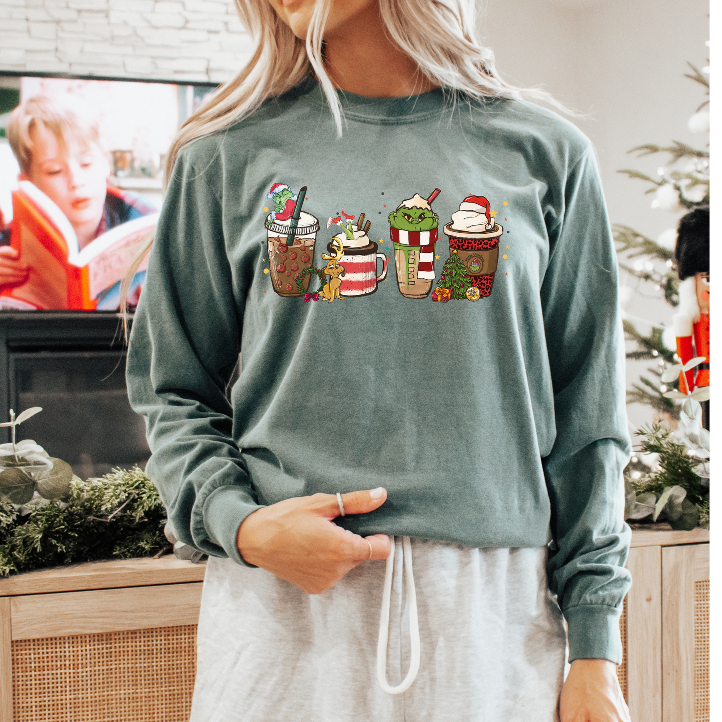 Grinch Cup Long Sleeve